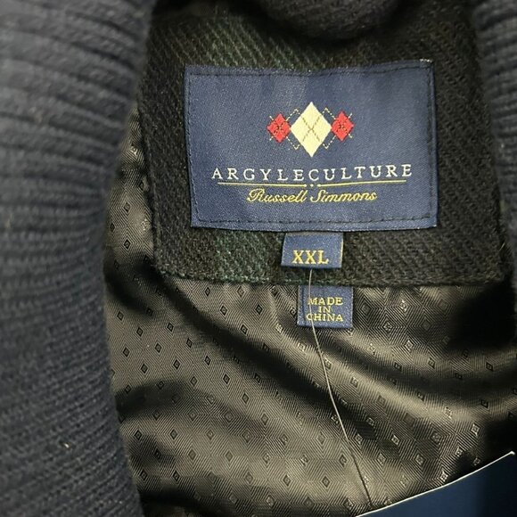 NWT Argyleculture by Russell Simmons Mens Vest Plaid Navy & Green XXL Wool Blend - Picture 3 of 11